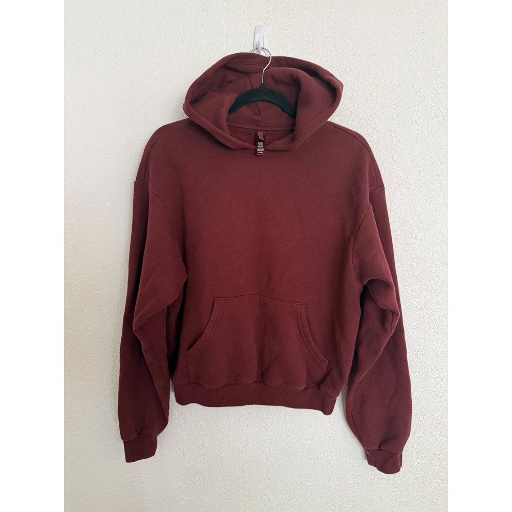 Skims Cotton Fleece Classic Hoodie Oxblood Burgundy Red Sweatshirt Small